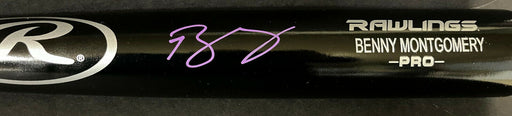 Benny Montgomery Colorado Rockies Signed Engraved Bat Beckett Witness COA Black