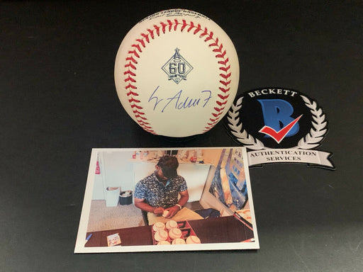 Jo Adell Angels Auto Signed 60th Anniversary Baseball Beckett COA .