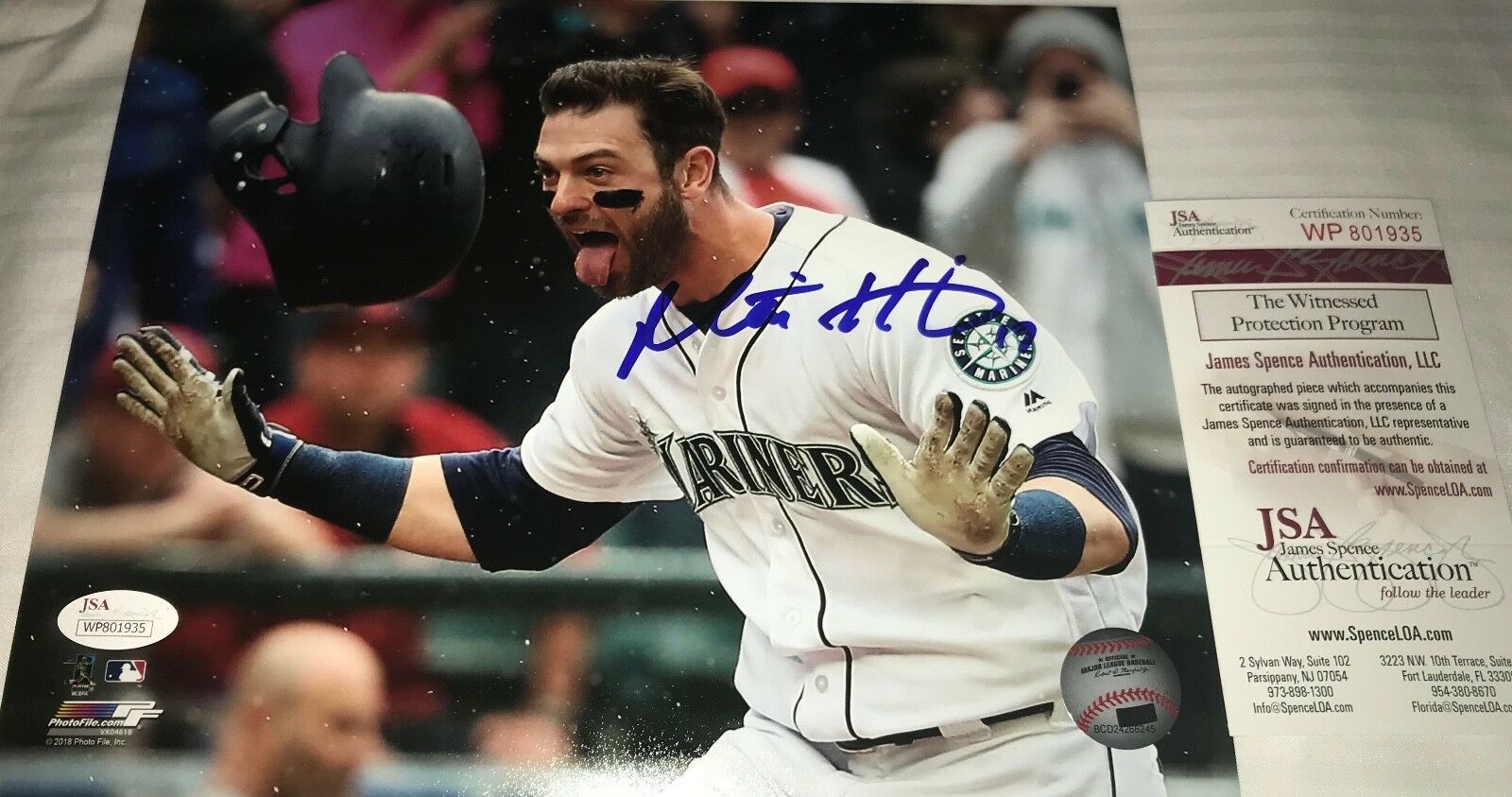 Mitch Haniger Mariners Autographed Signed 8x10 Photo JSA WITNESS COA Walkoff HR