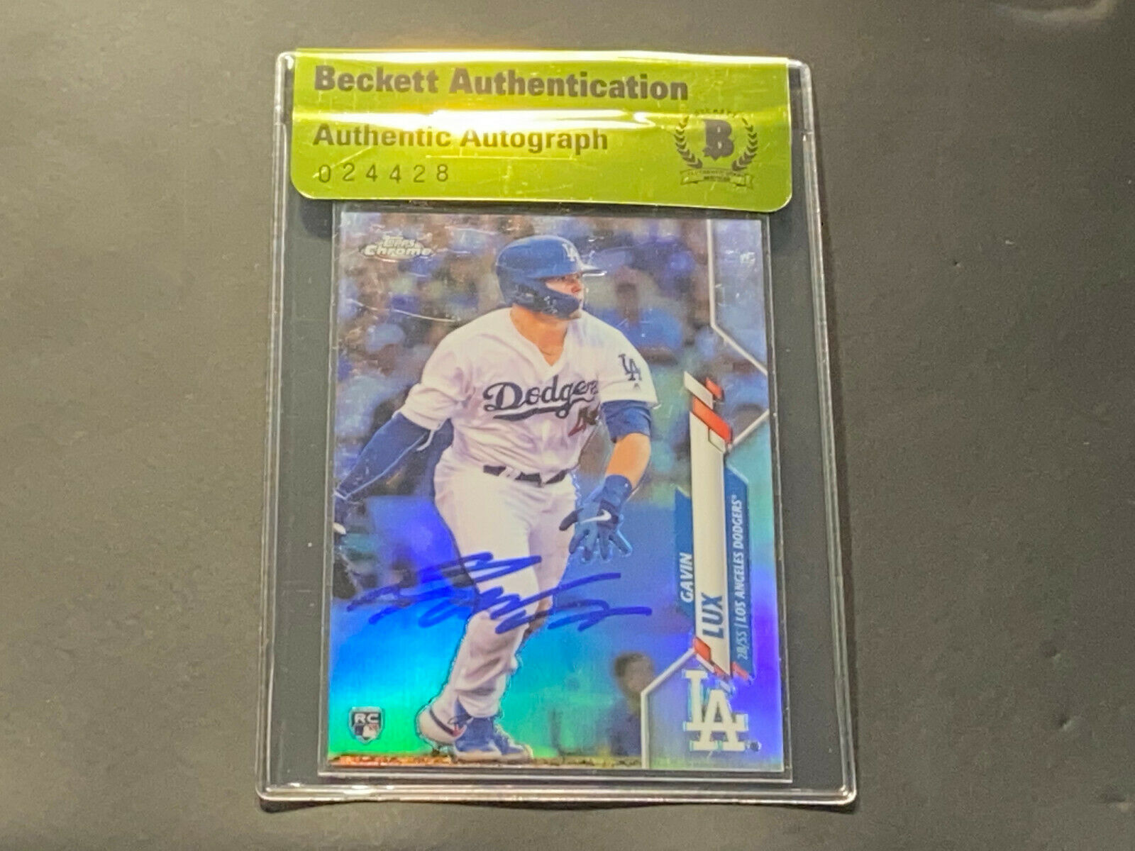 Gavin Lux Dodgers Auto Signed 2020 Topps Chrome Refractor ROOKIE BECKETT BAS __