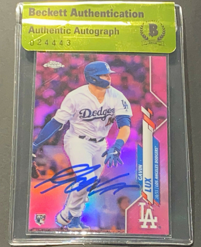 Gavin Lux Dodgers Auto Signed 2020 Topps Chrome PINK Refractor BECKETT BAS .