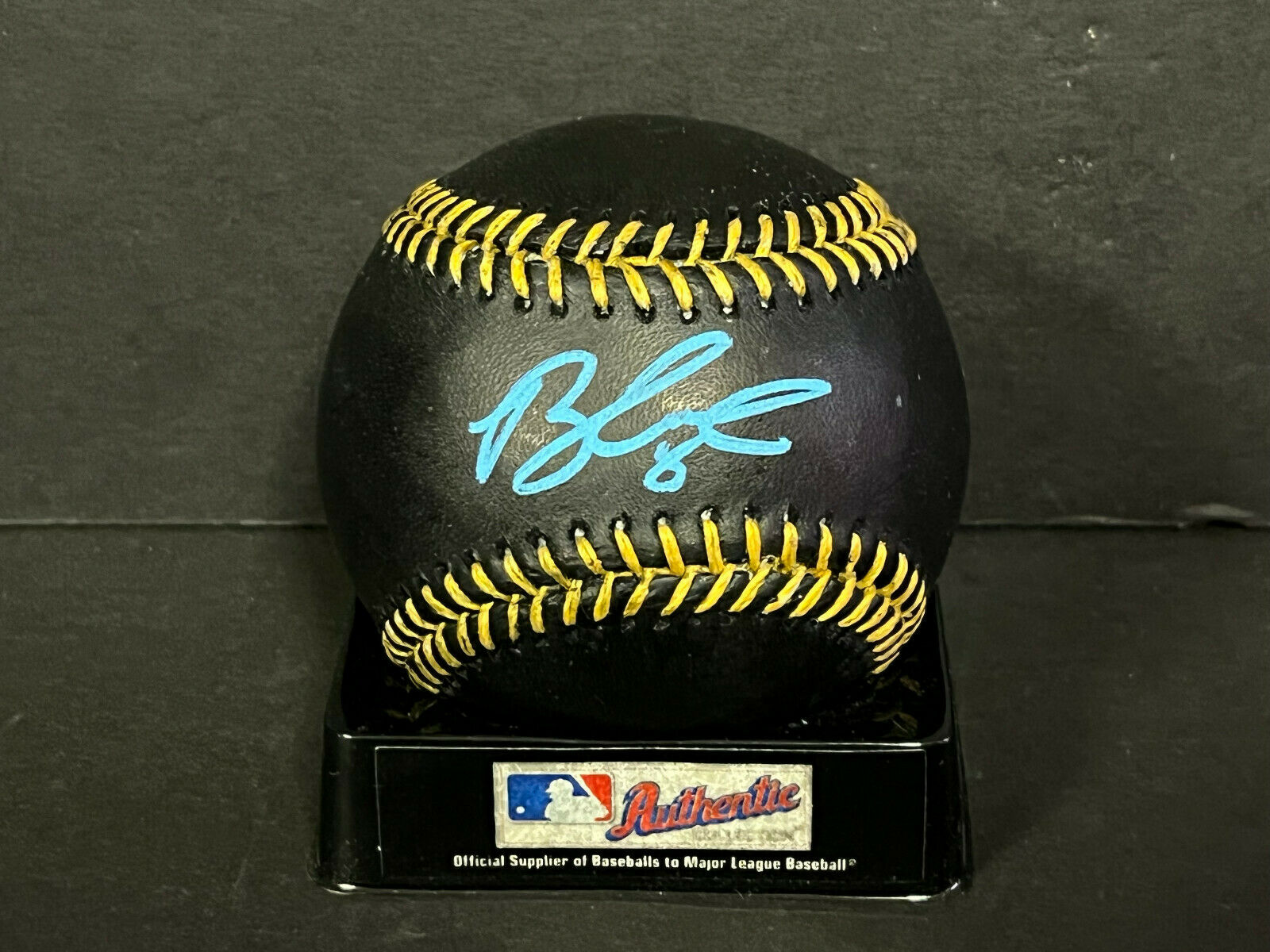 Brandon Lowe Rays Autographed Signed Black Baseball Beckett Witness COA