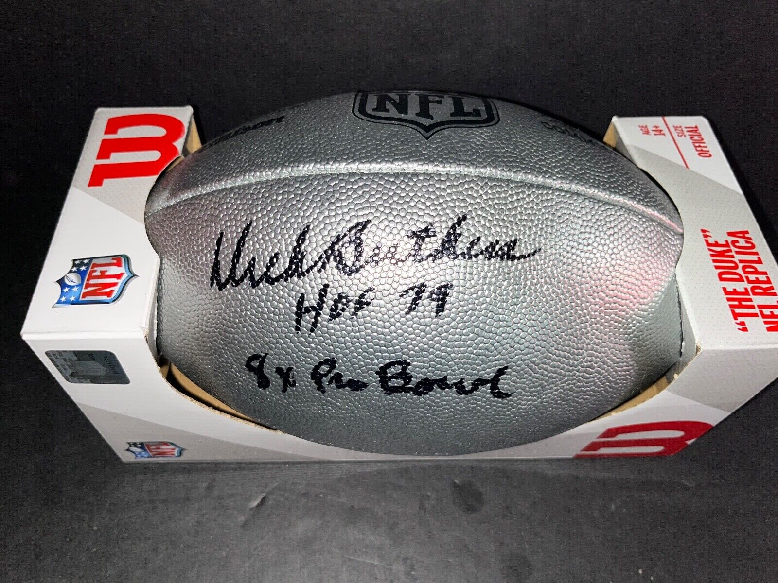 Dick Butkus Bears Signed NFL Silver Football Beckett HOF 79 & 8 x Pro Bowl .