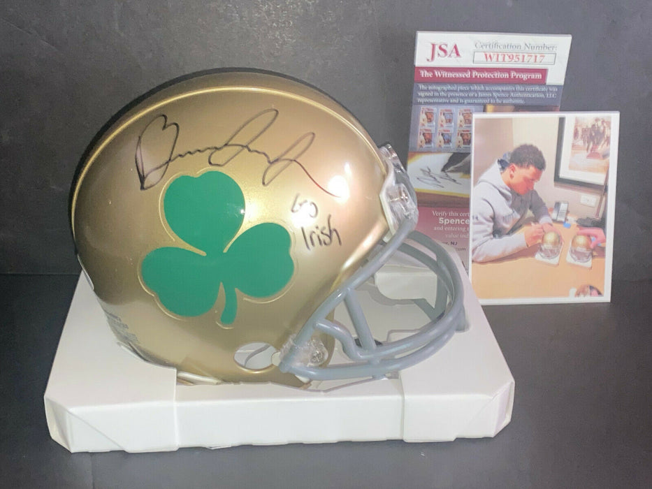 Brandon Joseph Notre Dame Signed Shamrock Mini Helmet JSA COA Go Irish