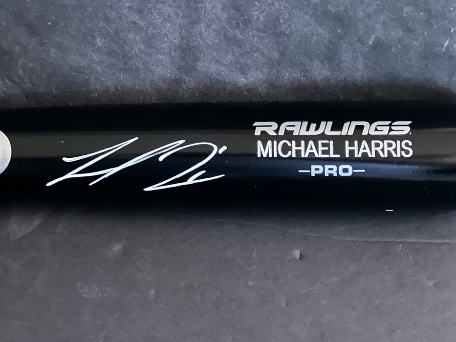 Michael Harris Atlanta Braves Autographed Signed Engraved Bat Black Beckett COA