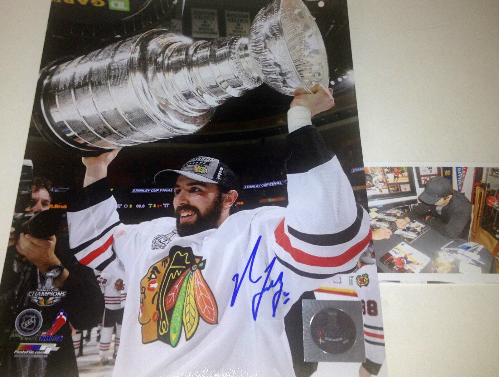 Nick Leddy Chicago Blackhawks Autographed Signed Stanley Cup 8x10 Champs A