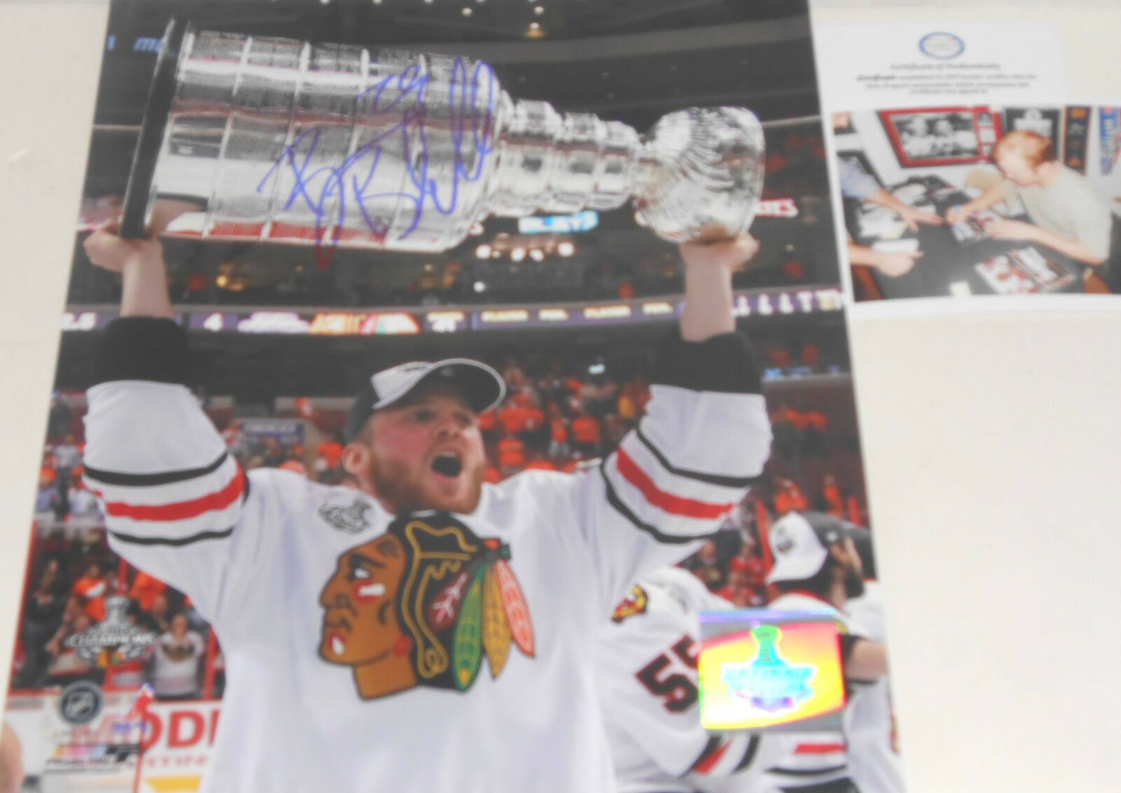 Bryan Bickell Chicago Blackhawks Signed 8x10 PROOF PIC 2010 Stanley Cup Champ