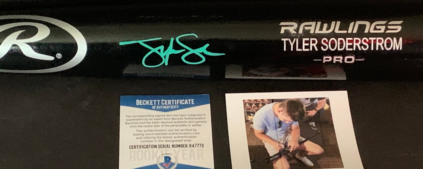 Tyler Soderstrom Oakland A's Autographed Signed Engraved Bat Black Beckett ROOKIE COA